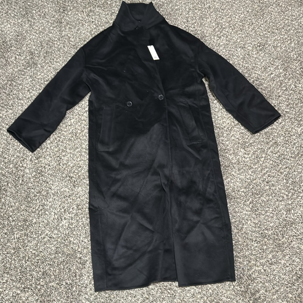 NWT! Banana Republic Black DOUBLE-FACED WRAP COAT 🔹 - Picture 7 of 11